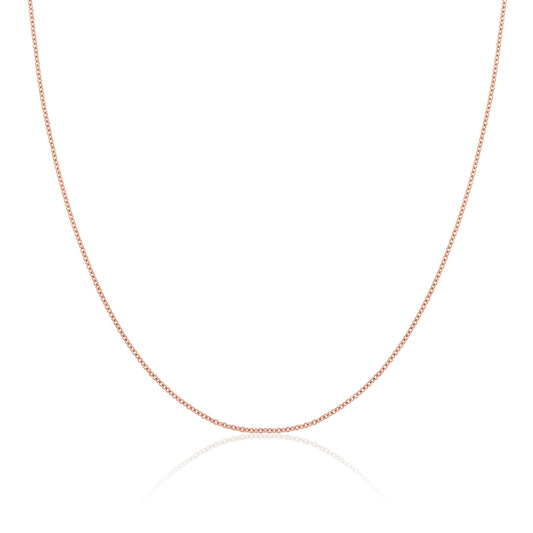 Rose Gold Plated Sterling Silver 1mm Belcher Chain 16 - 24 Inches