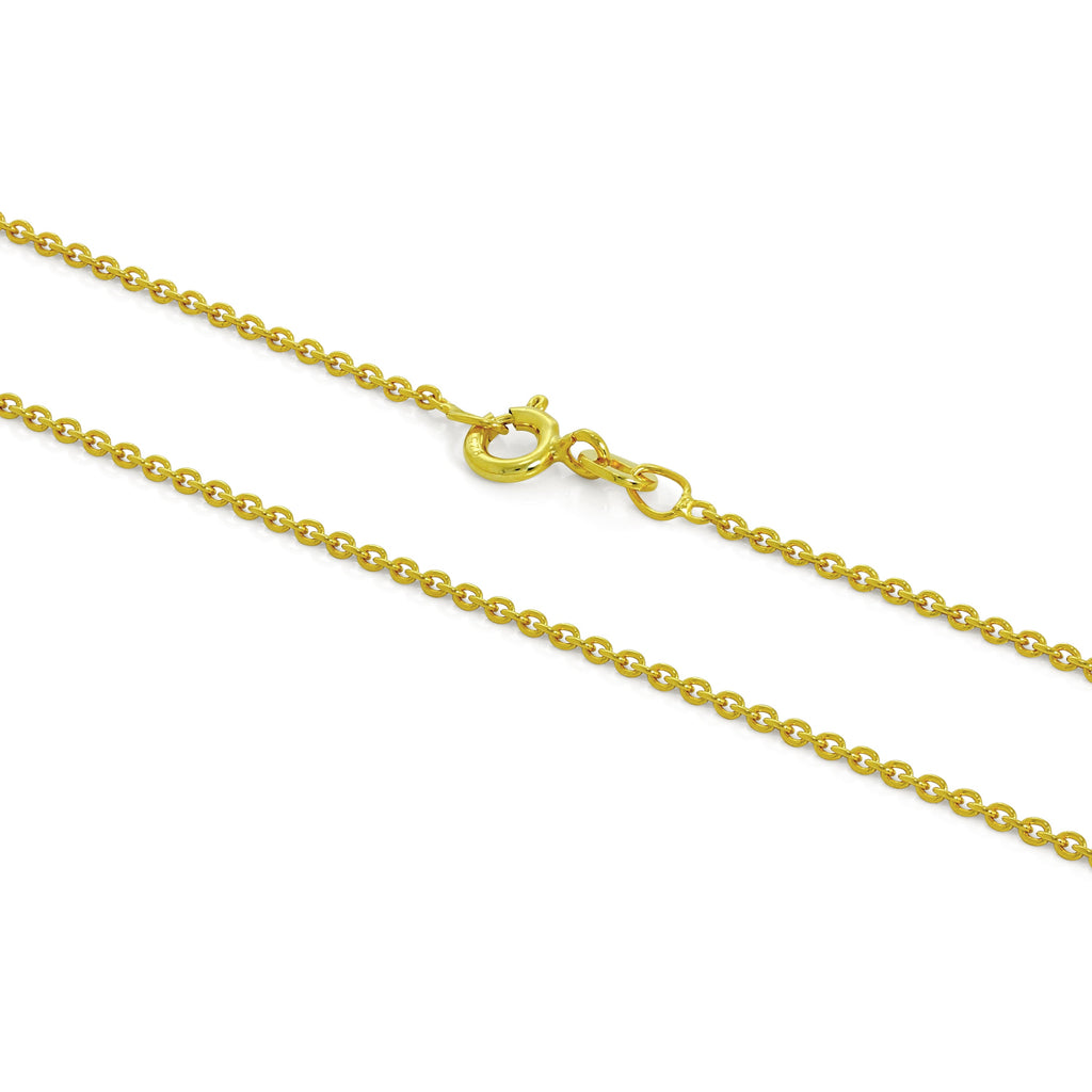 Gold Plated Sterling Silver 1mm Cable Chain 16 - 24 Inches
