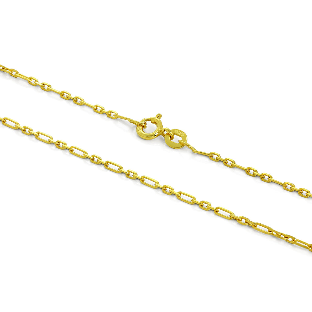 Gold Plated Sterling Silver 2mm Rounded Figaro Chain 16 - 24 Inches