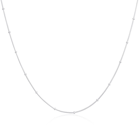 Sterling Silver 1mm Beaded Snake Chain 16 - 24 Inches