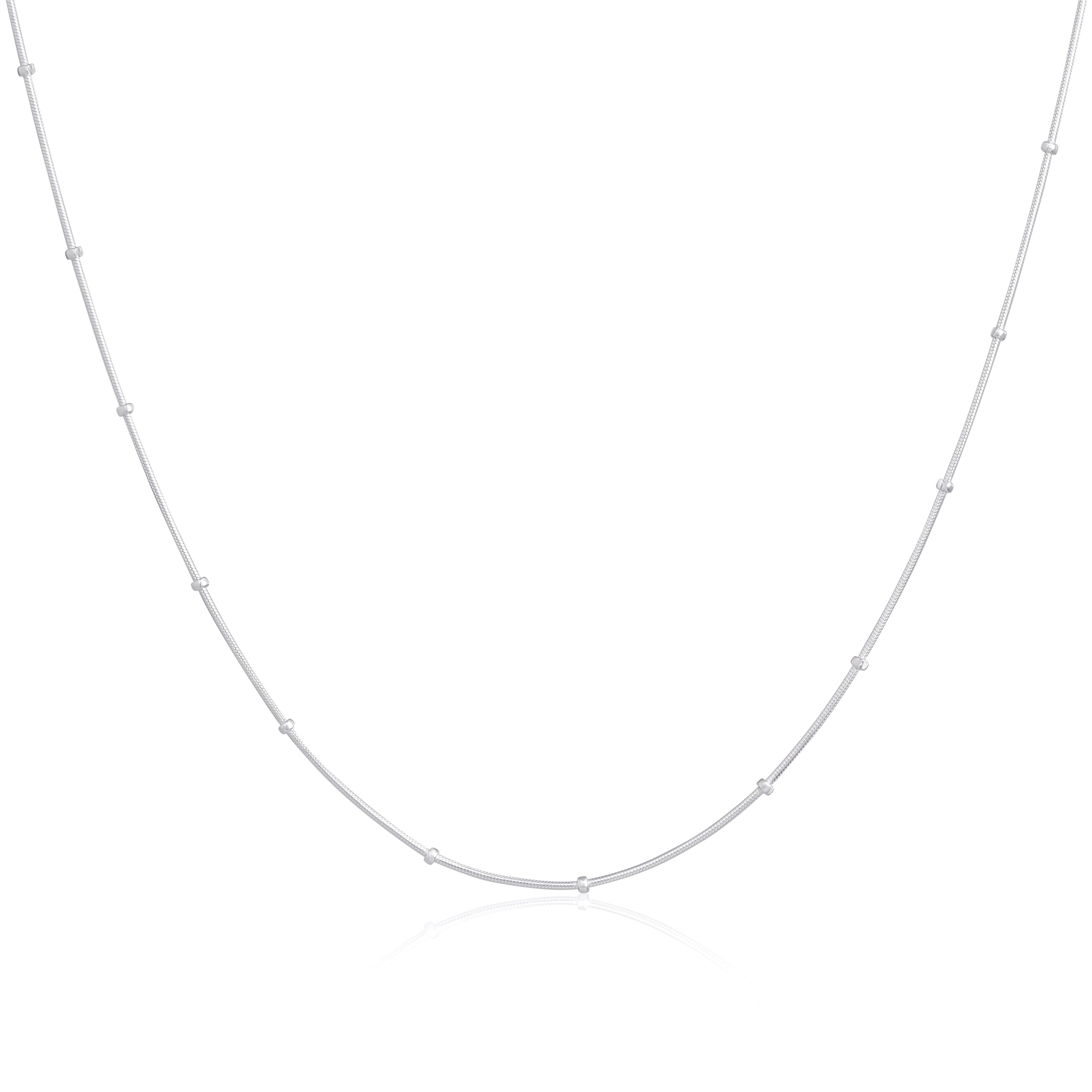 Sterling Silver 1mm Beaded Snake Chain 16 - 24 Inches