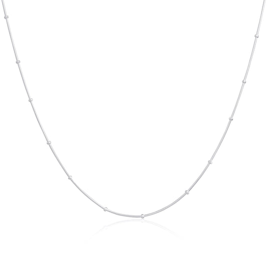 Sterling Silver 1mm Beaded Snake Chain 16 - 24 Inches