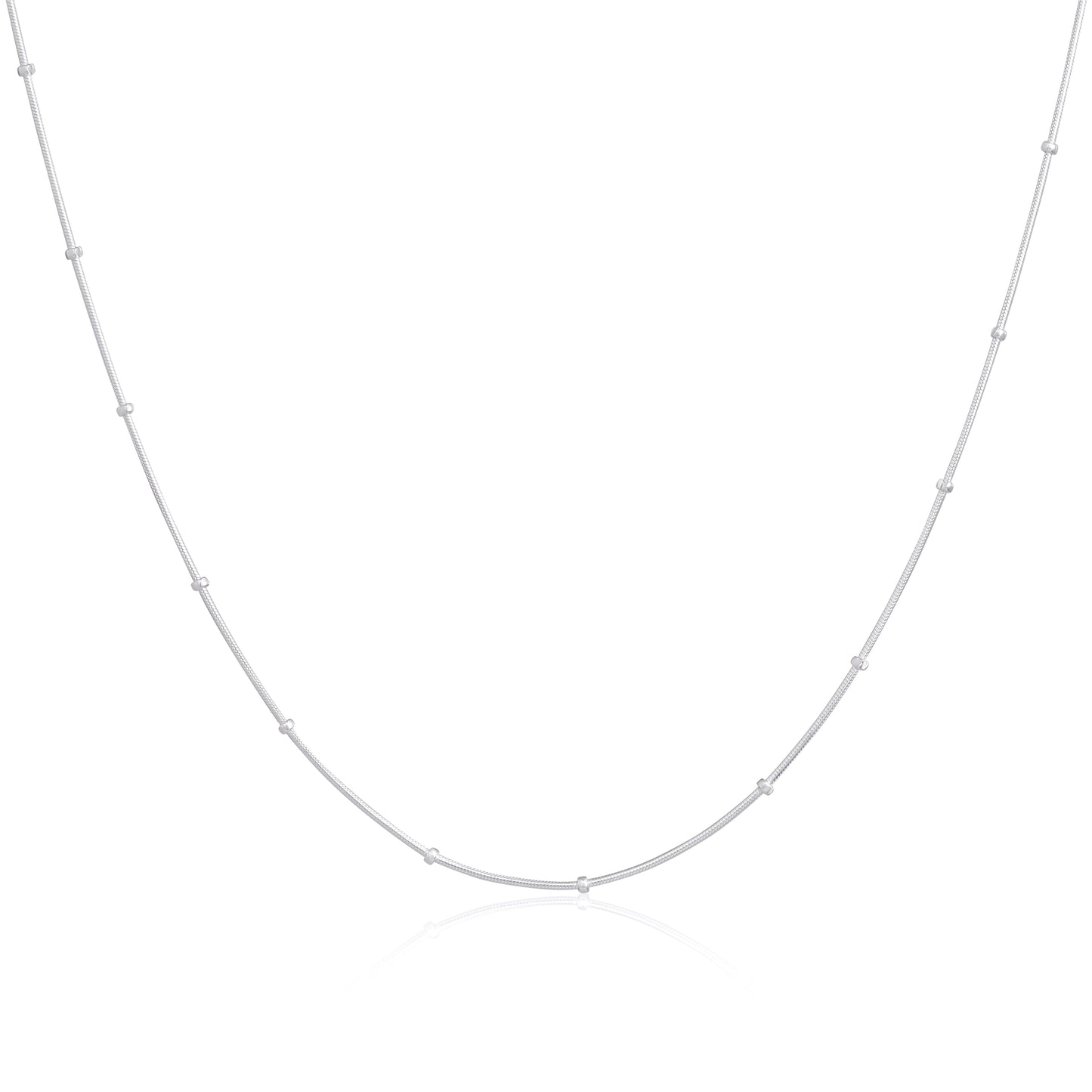 Sterling Silver 1mm Beaded Snake Chain 16 - 24 Inches