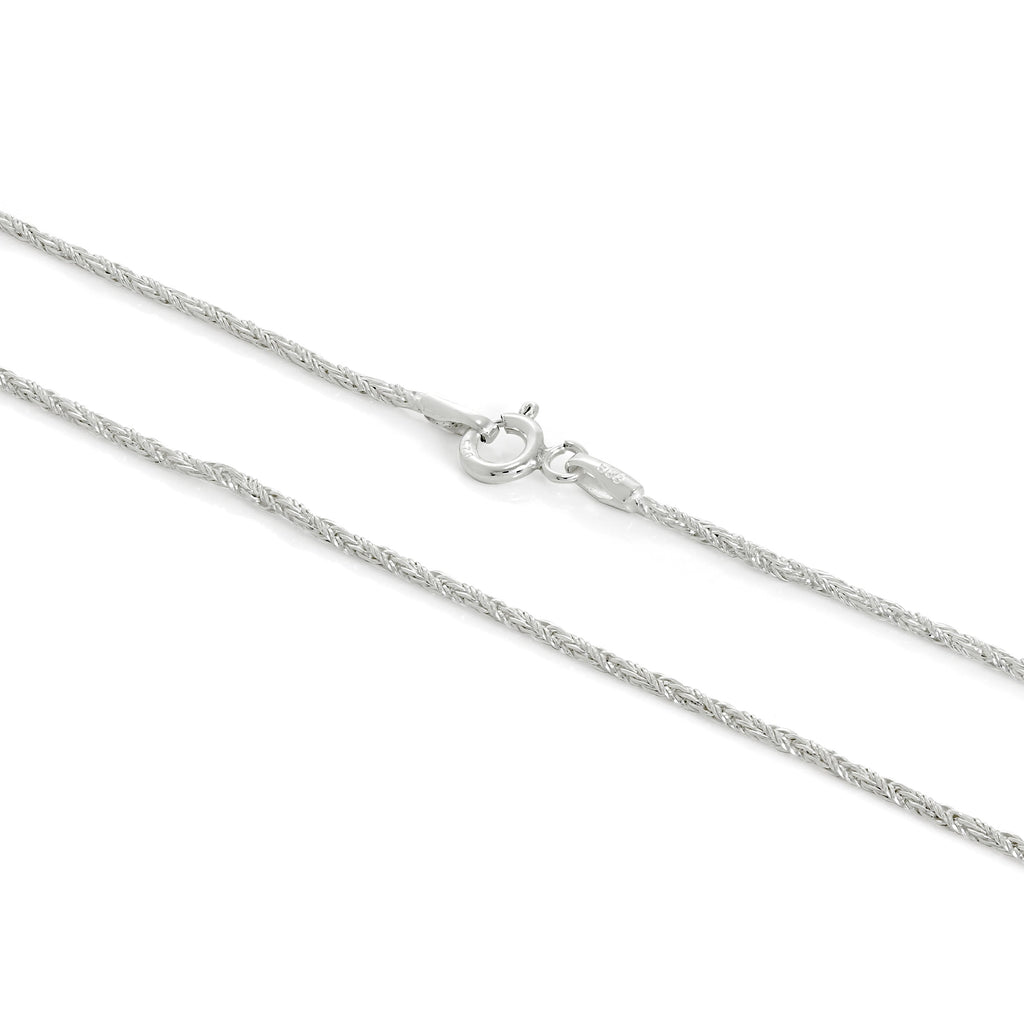 Sterling Silver 1mm Twisted Foxtail Chain 16 - 24 Inches