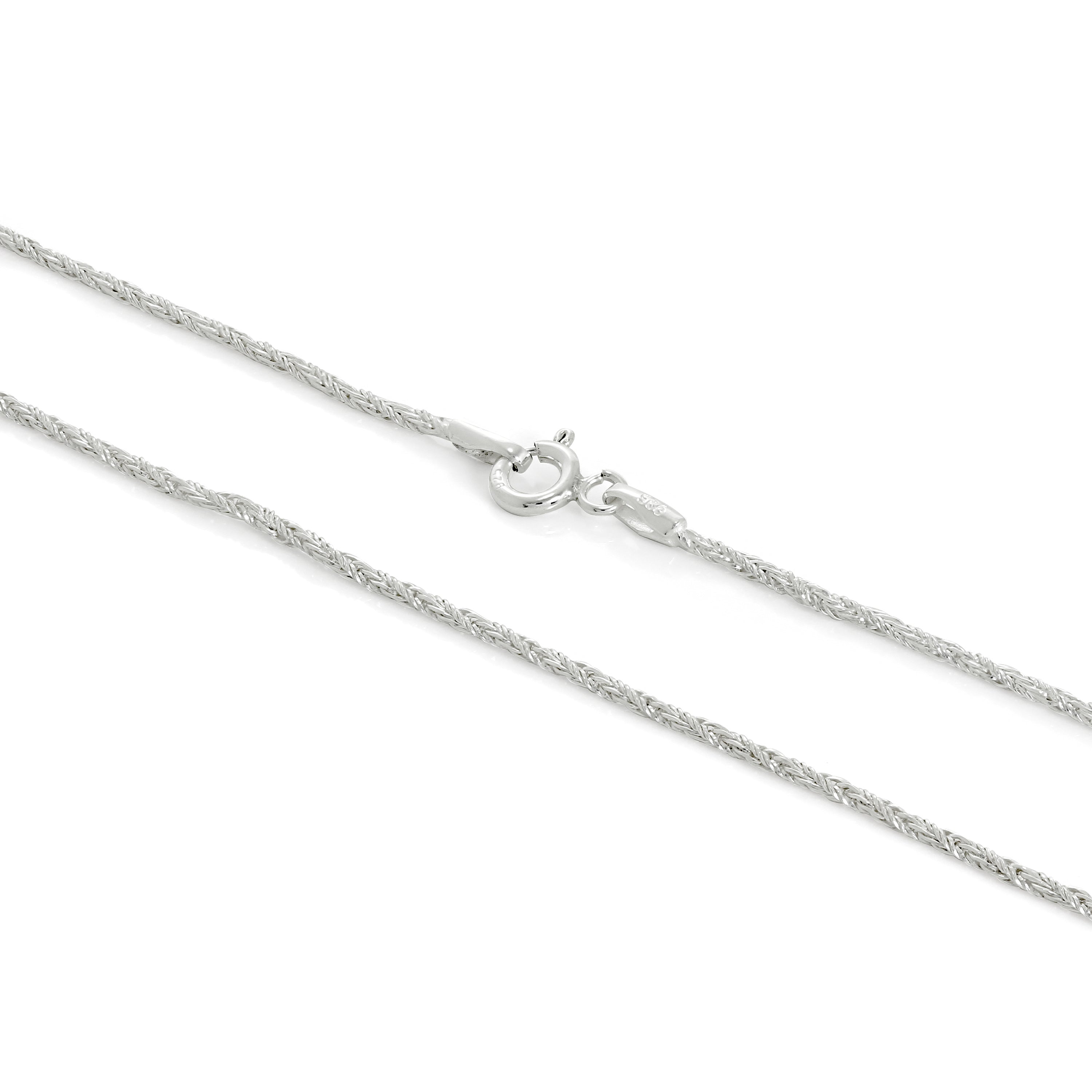 Sterling Silver 1mm Twisted Foxtail Chain 16 - 24 Inches