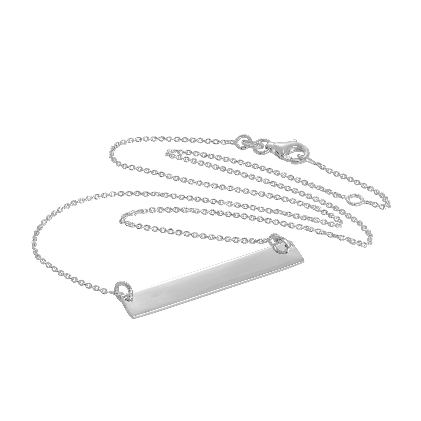 Sterling Silver Engravable Bar 16 Inch Necklace