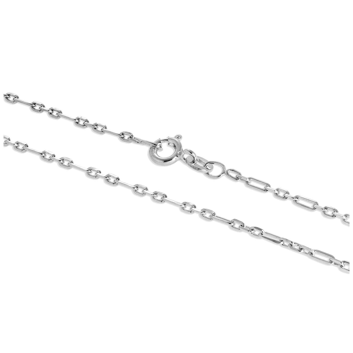 Sterling Silver 2mm Curb Rounded Figaro Chain 16 - 24 Inches