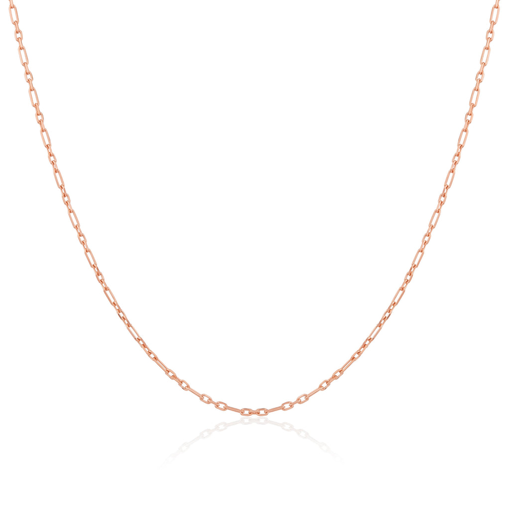 Rose Gold Plated Sterling Silver 2mm Curb Rounded Figaro Chain 16 - 24 Inches