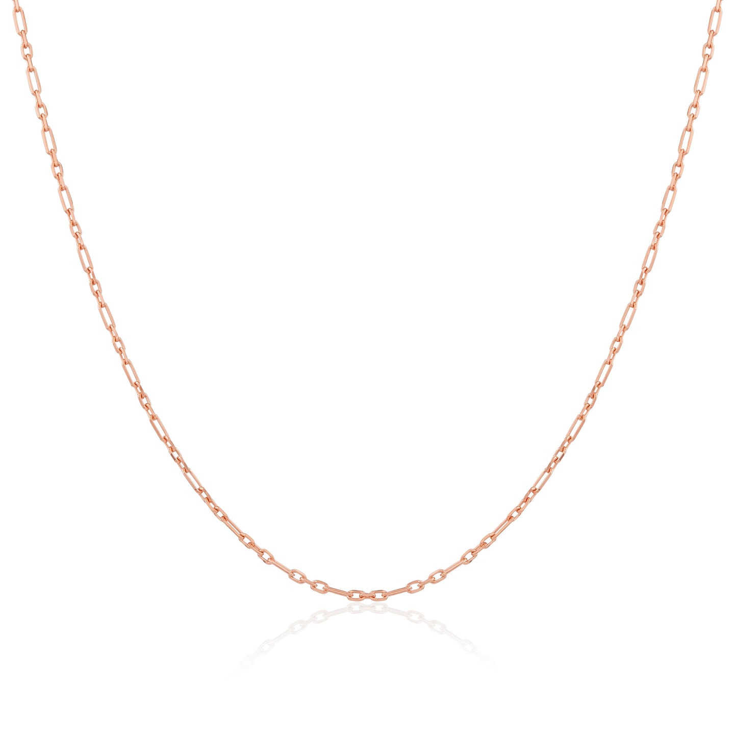 Rose Gold Plated Sterling Silver 2mm Curb Rounded Figaro Chain 16 - 24 Inches