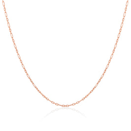 Rose Gold Plated Sterling Silver 2mm Curb Rounded Figaro Chain 16 - 24 Inches