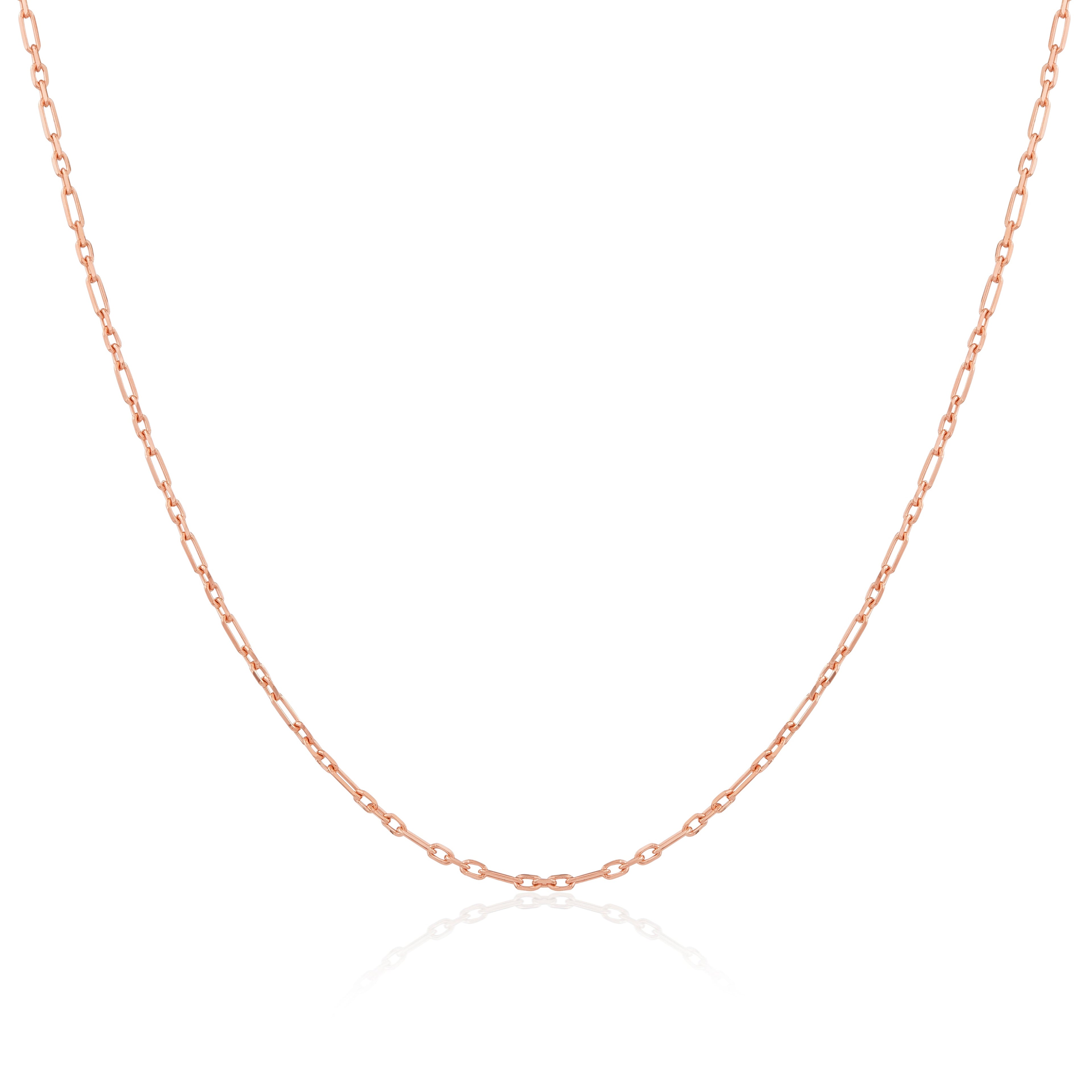 Rose Gold Plated Sterling Silver 2mm Curb Rounded Figaro Chain 16 - 24 Inches