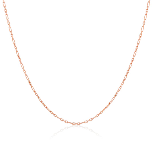 Rose Gold Plated Sterling Silver 2mm Curb Rounded Figaro Chain 16 - 24 Inches