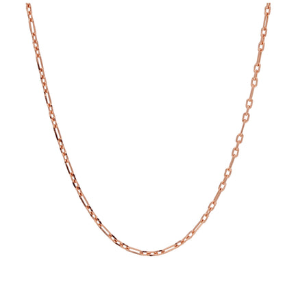 Rose Gold Plated Sterling Silver 2mm Curb Rounded Figaro Chain 16 - 24 Inches