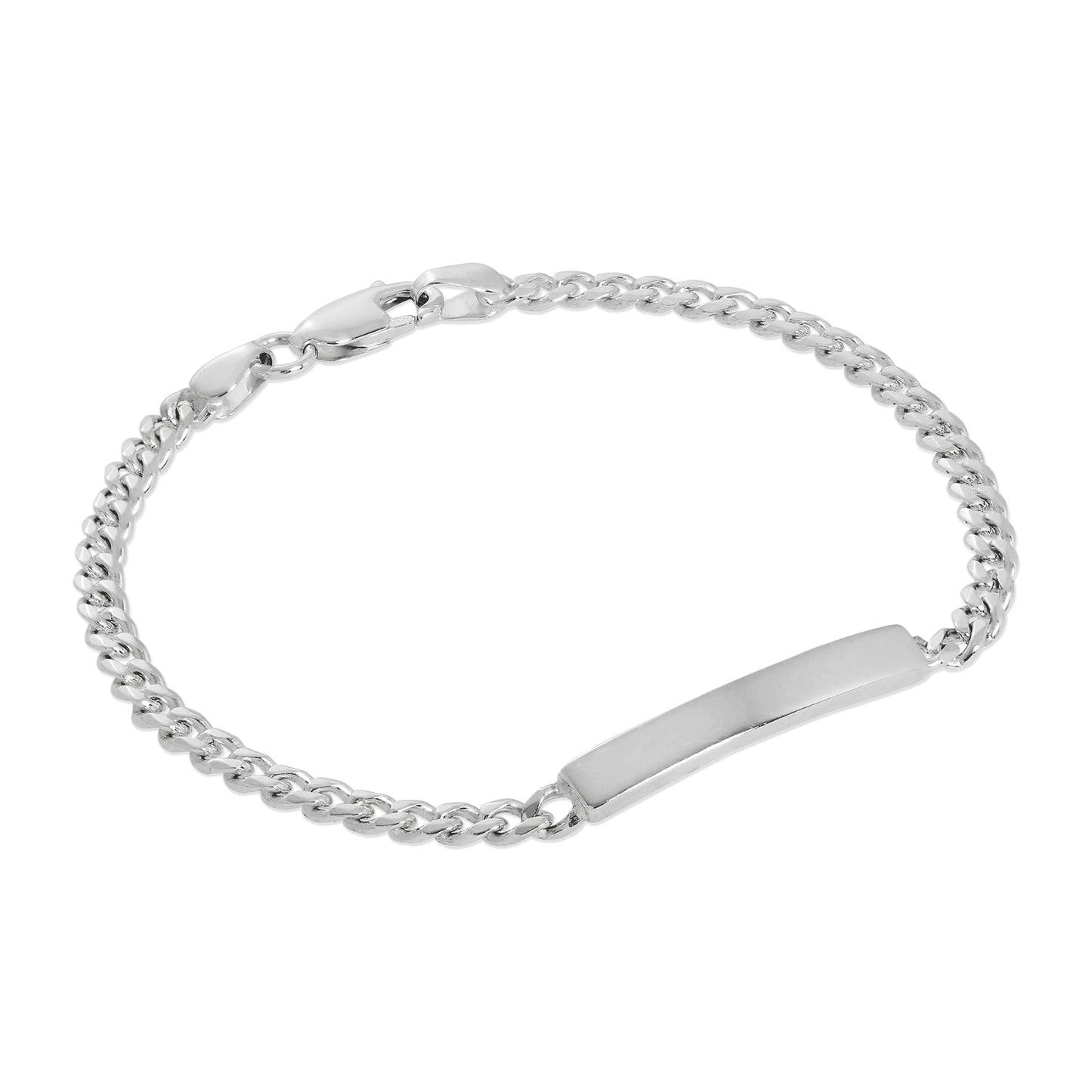 Sterling Silver 3mm Diamond Cut Curb Ladies ID Bracelet 7 Inches