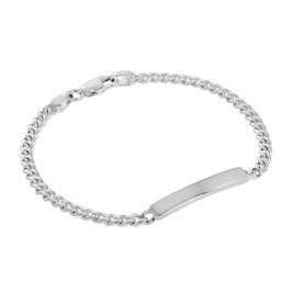 Sterling Silver 3mm Diamond Cut Curb Ladies ID Bracelet 7 Inches