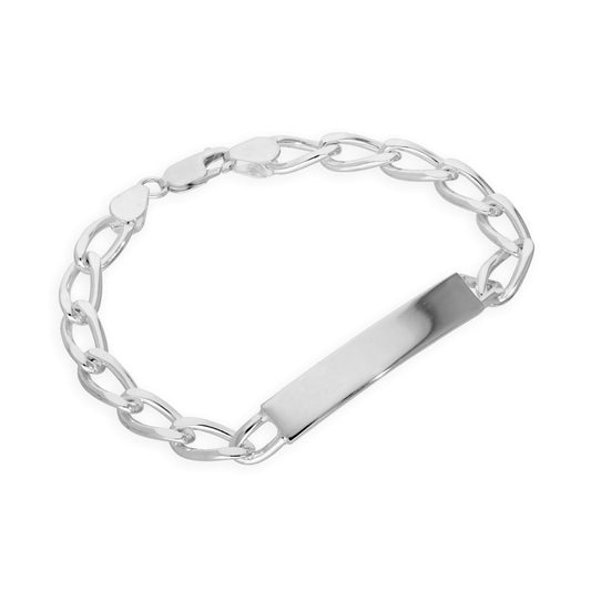 Sterling Silver 7mm Diamond Cut Curb Mens Engravable ID Bracelet 8 Inches