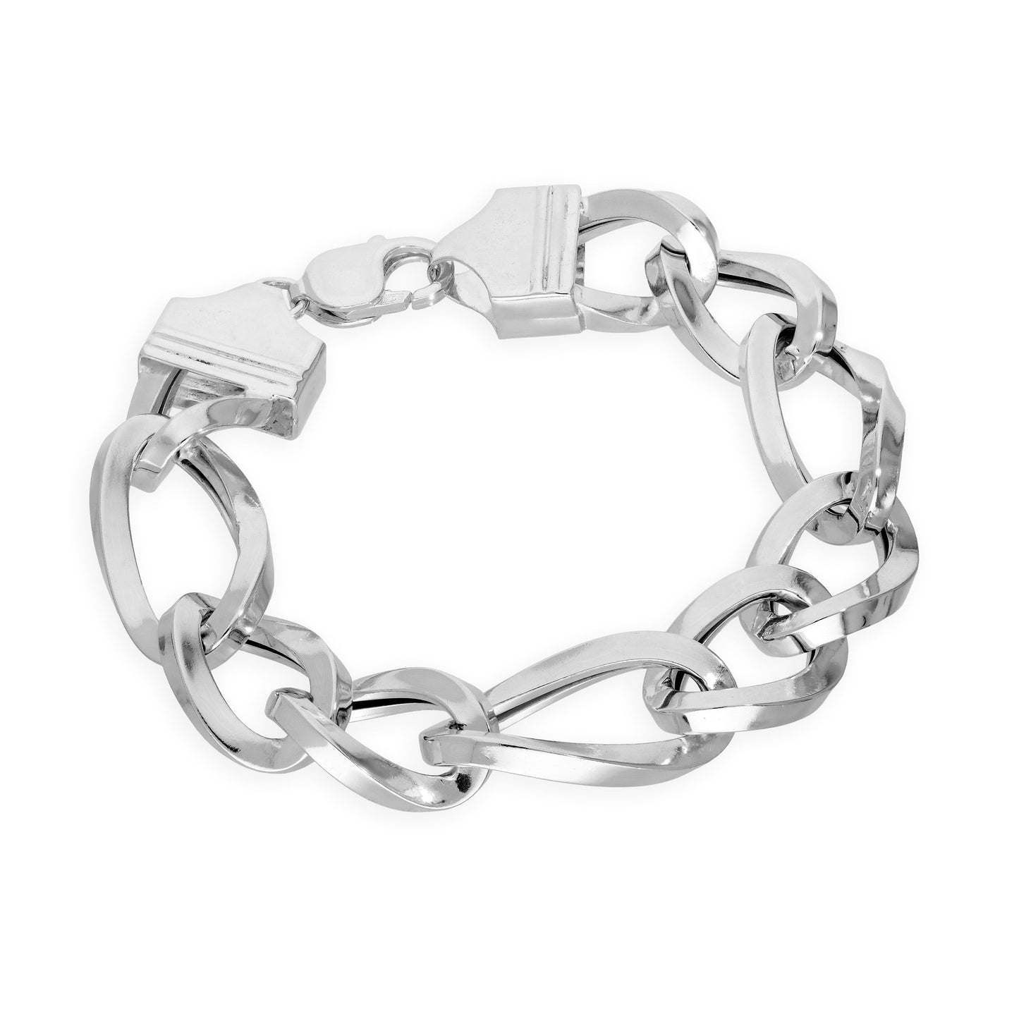 Sterling Silver Thick Heavy 15mm Curb Mens Bracelet 8 Inches