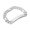 Sterling Silver Thick Heavy 11mm Curb Figaro ID Plate Bracelet 7 - 8 Inches