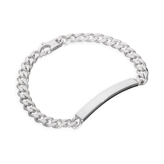 Sterling Silver Thick Heavy 7mm Curb Engravable ID Plate Bracelet 7 - 8 Inches