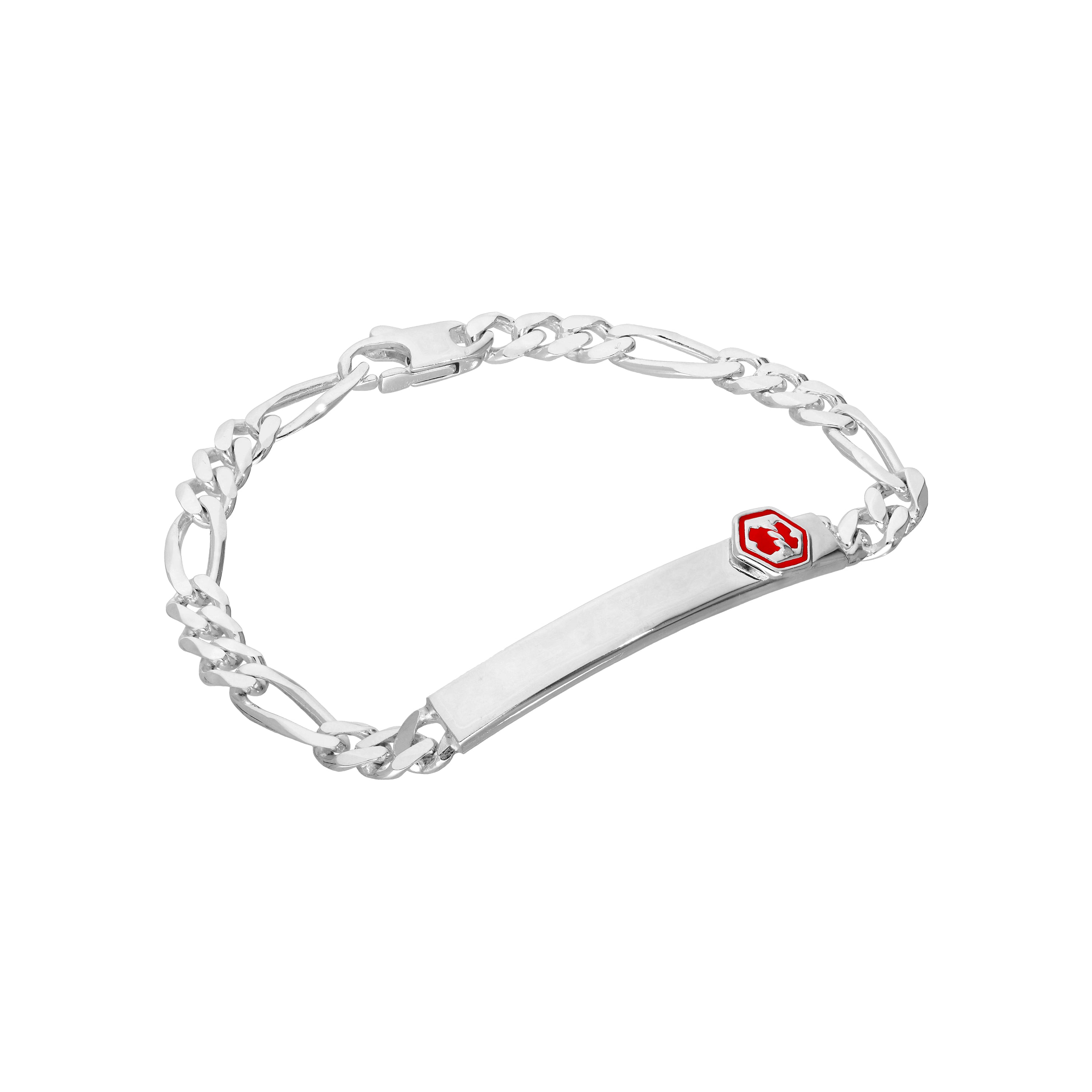 Sterling Silver Engravable Mens & Womens Medical Alert ID Bracelet 7 - 8 Inches