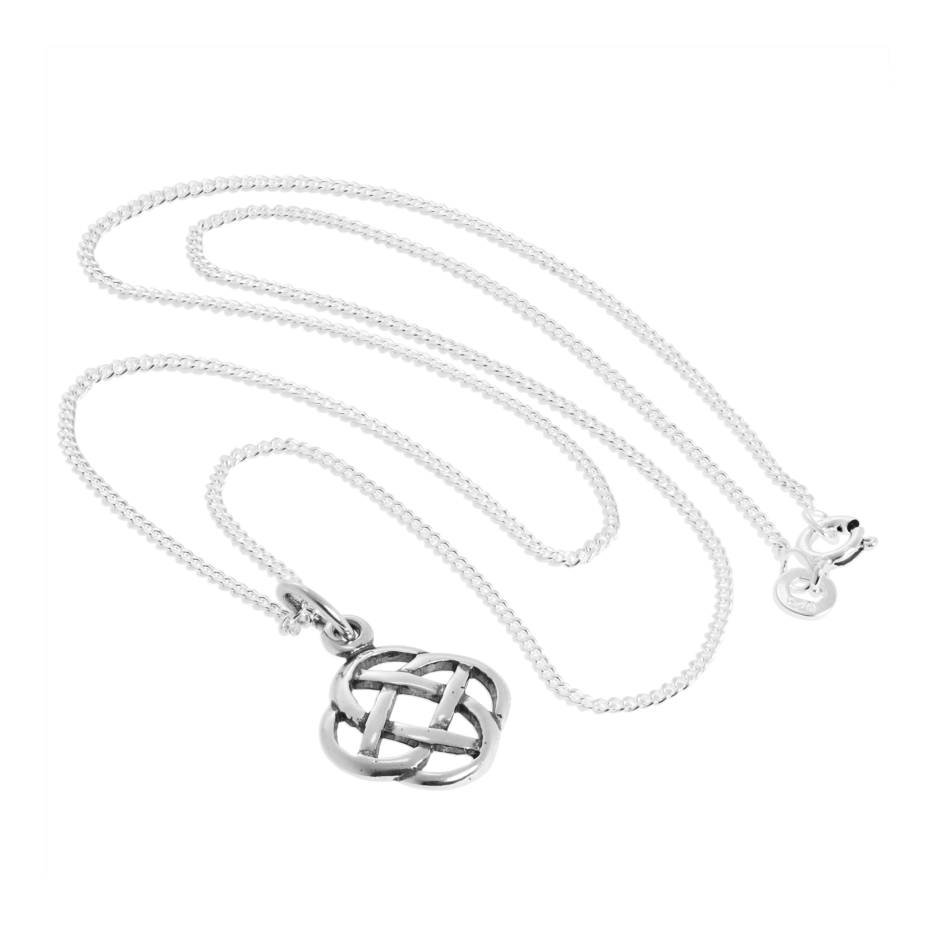 Sterling Silver Round Celtic Knot Pendant Necklace 16 - 24 Inches