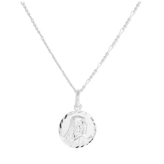 Sterling Silver Madonna with Child Pendant Necklace 14 - 32 Inches