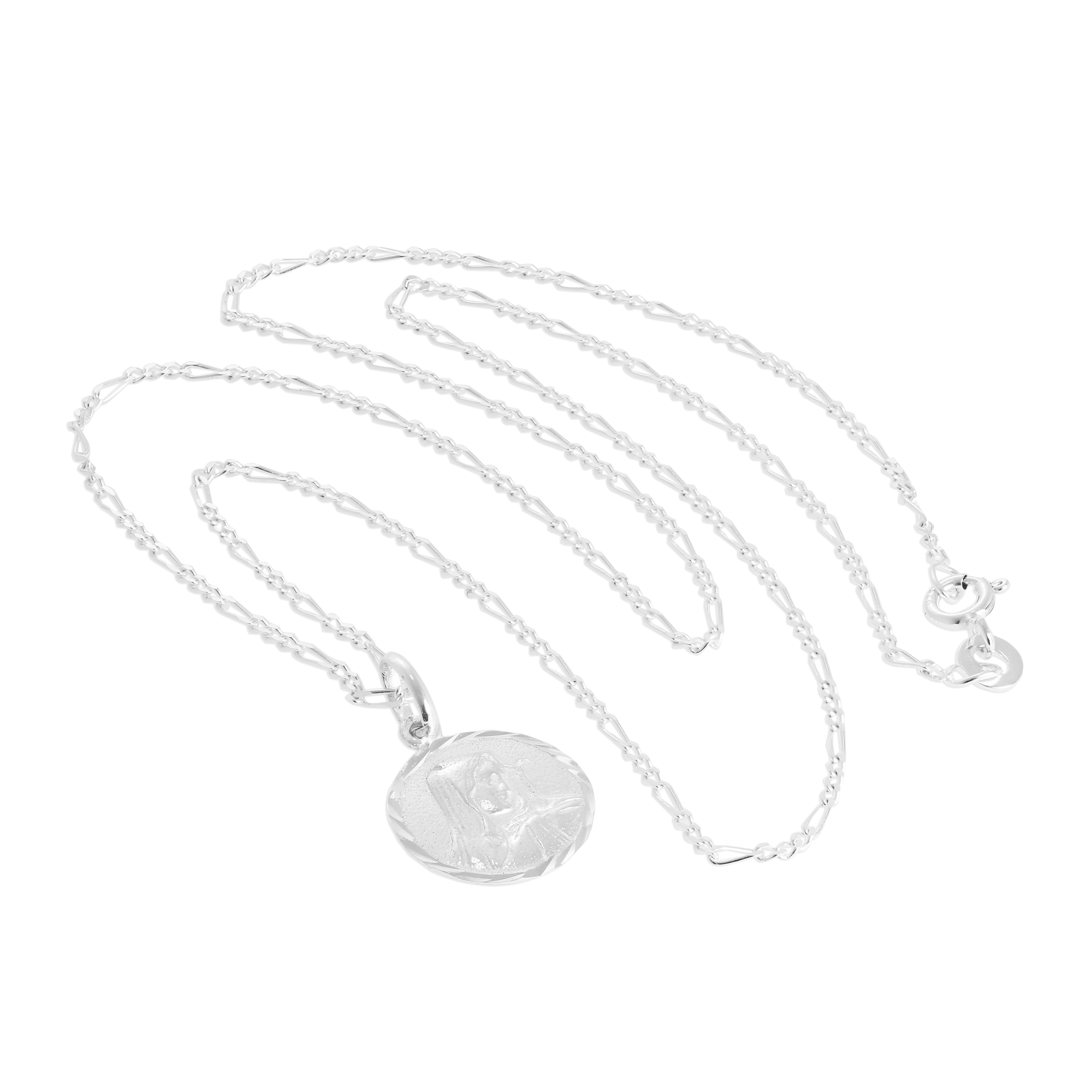 Sterling Silver Madonna with Child Pendant Necklace 14 - 32 Inches