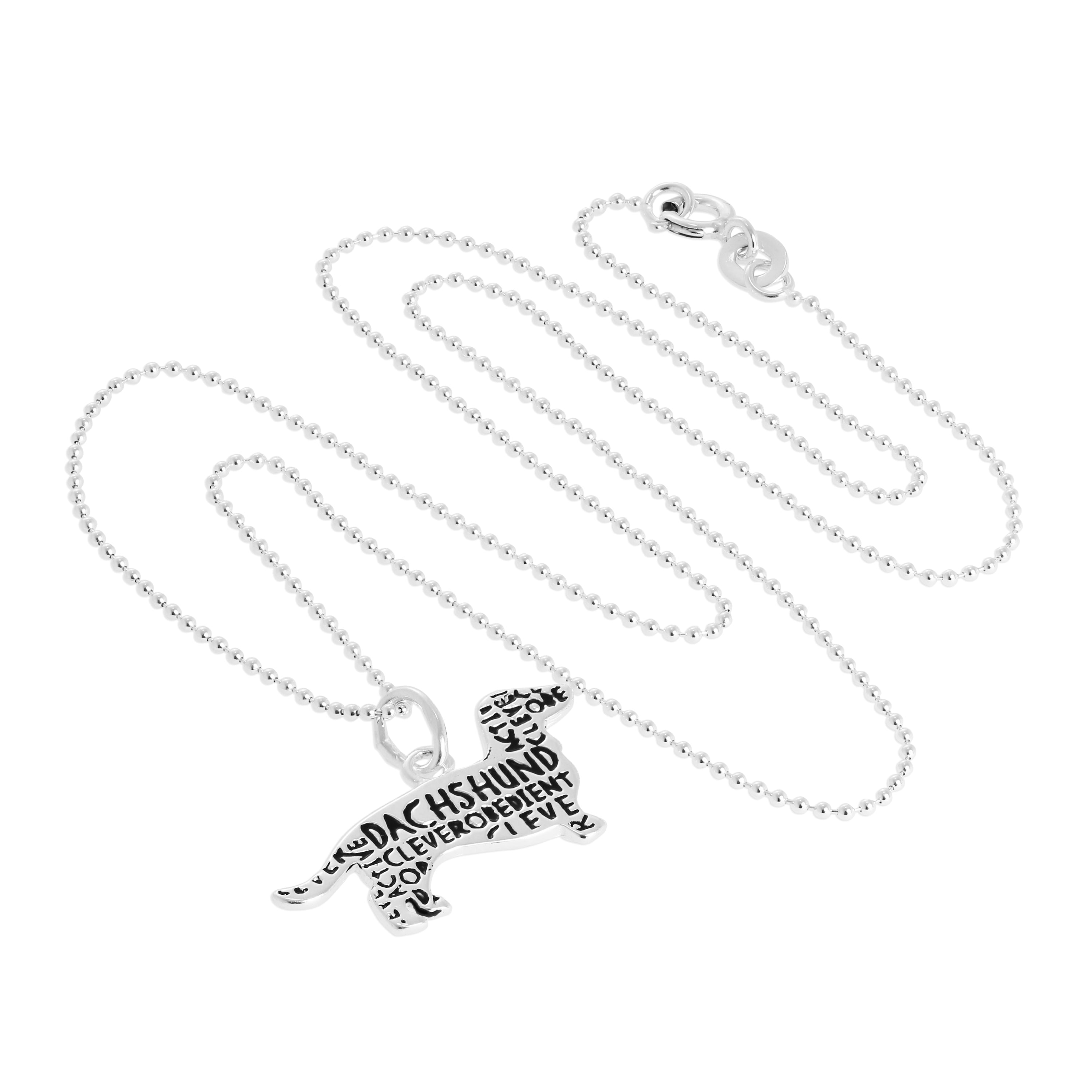 Sterling Silver Dachshund Pendant Necklace 14 - 22 Inches