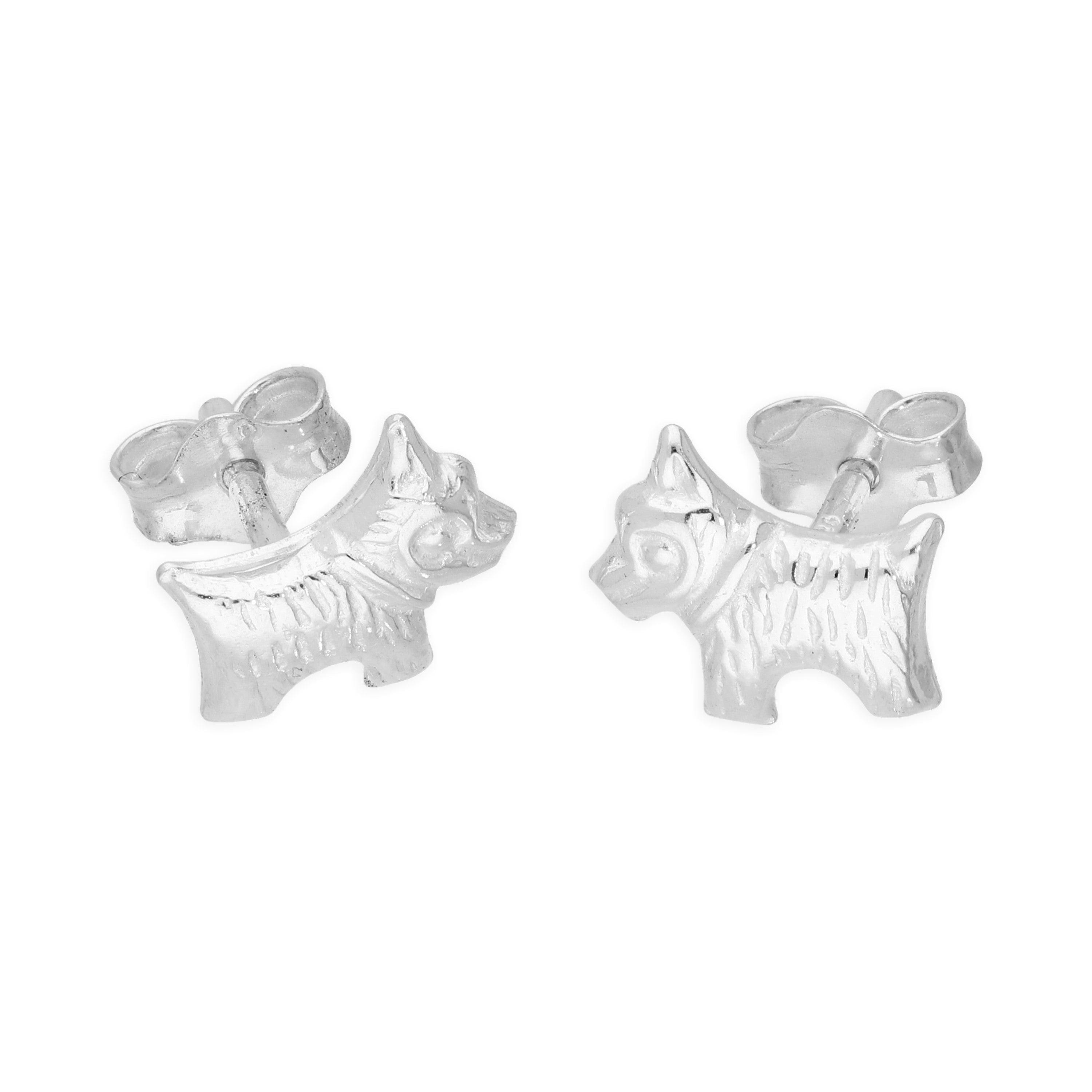 Sterling Silver Tiny Scottie Dog Stud Earrings