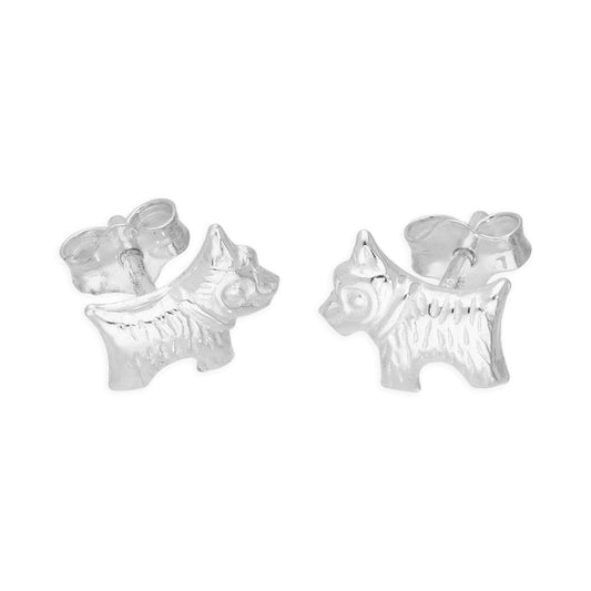 Sterling Silver Tiny Scottie Dog Stud Earrings