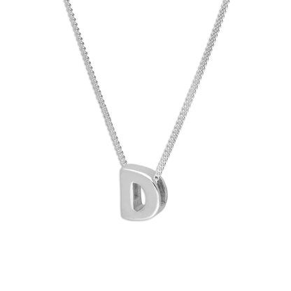 Sterling Silver Alphabet Letter Threader Bead 18 Inch Necklace A - Z