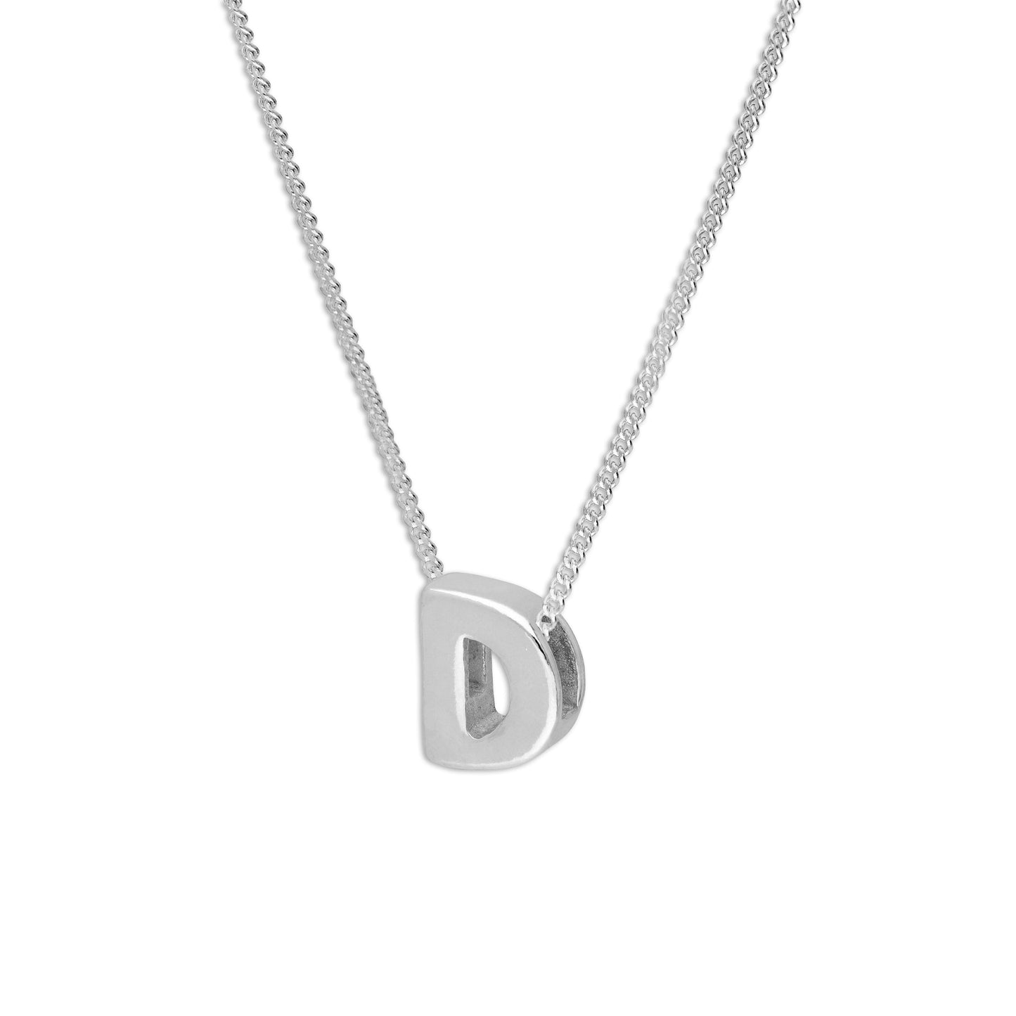 Sterling Silver Alphabet Letter Threader Bead 18 Inch Necklace A - Z