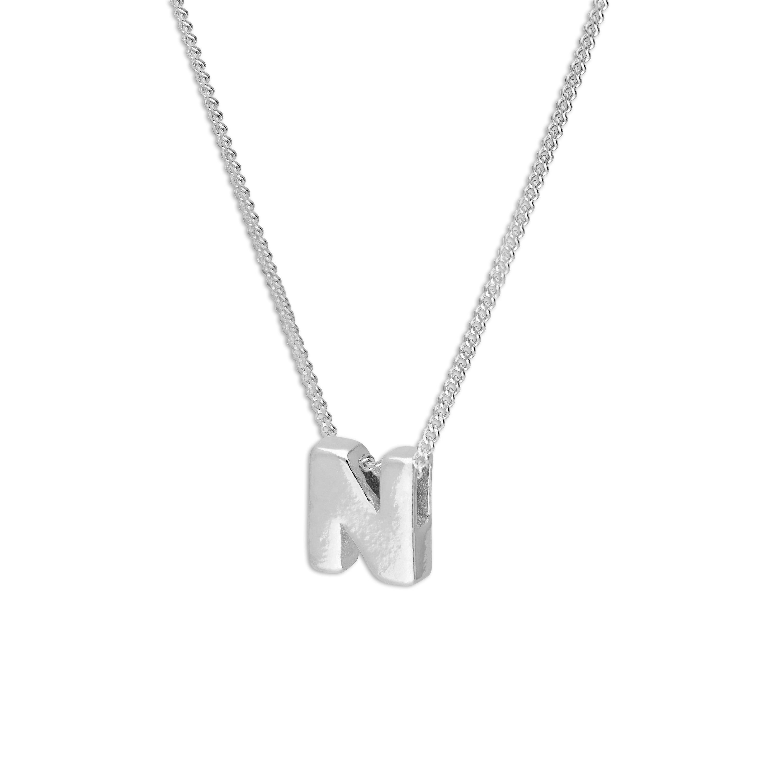 Sterling Silver Alphabet Letter Threader Bead 18 Inch Necklace A - Z