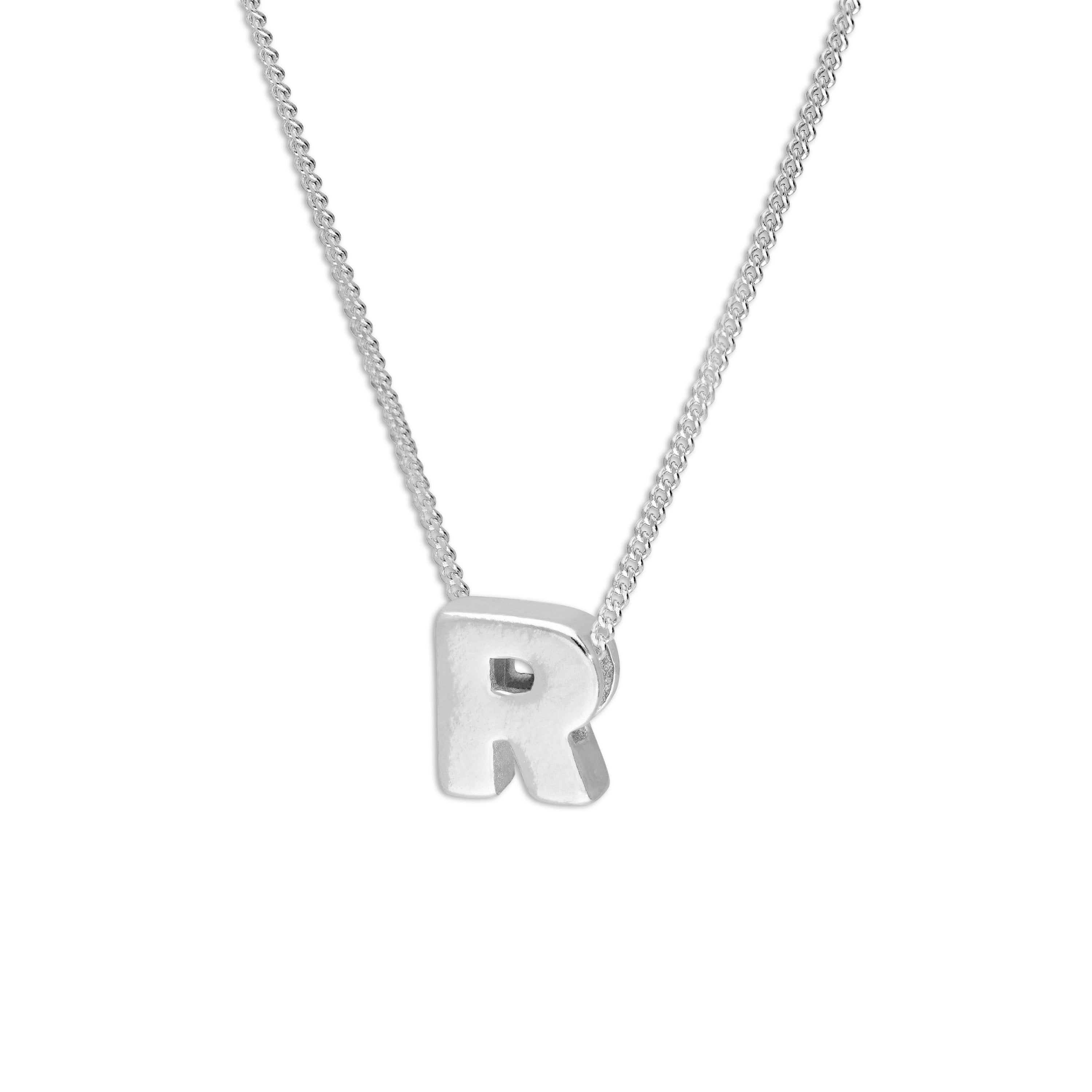 Sterling Silver Alphabet Letter Threader Bead 18 Inch Necklace A - Z