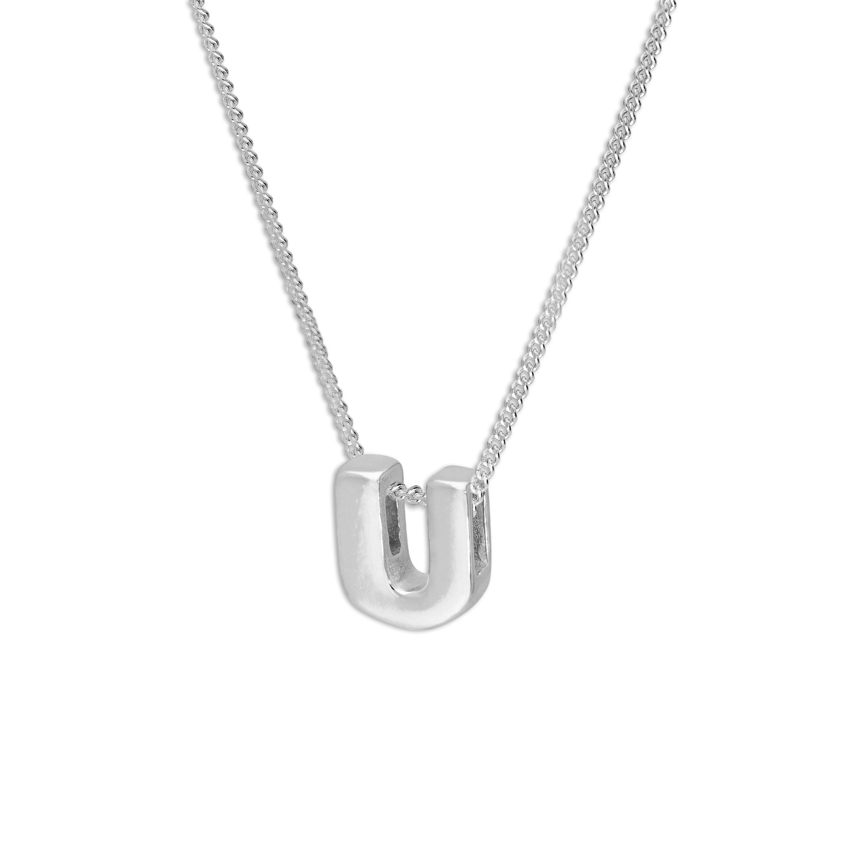 Sterling Silver Alphabet Letter Threader Bead 18 Inch Necklace A - Z
