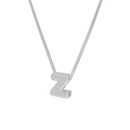 Sterling Silver Alphabet Letter Threader Bead 18 Inch Necklace A - Z