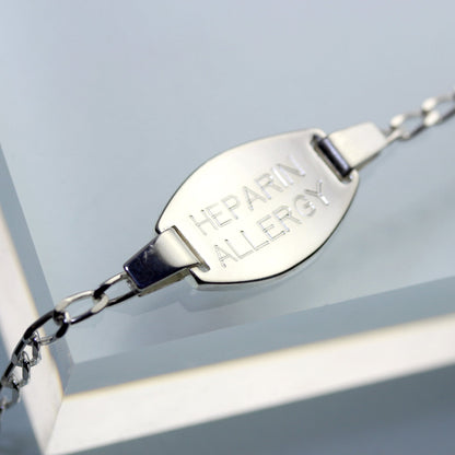 Sterling Silver Engravable Mens & Womens Medical Alert Bracelet 7 - 8 Inches