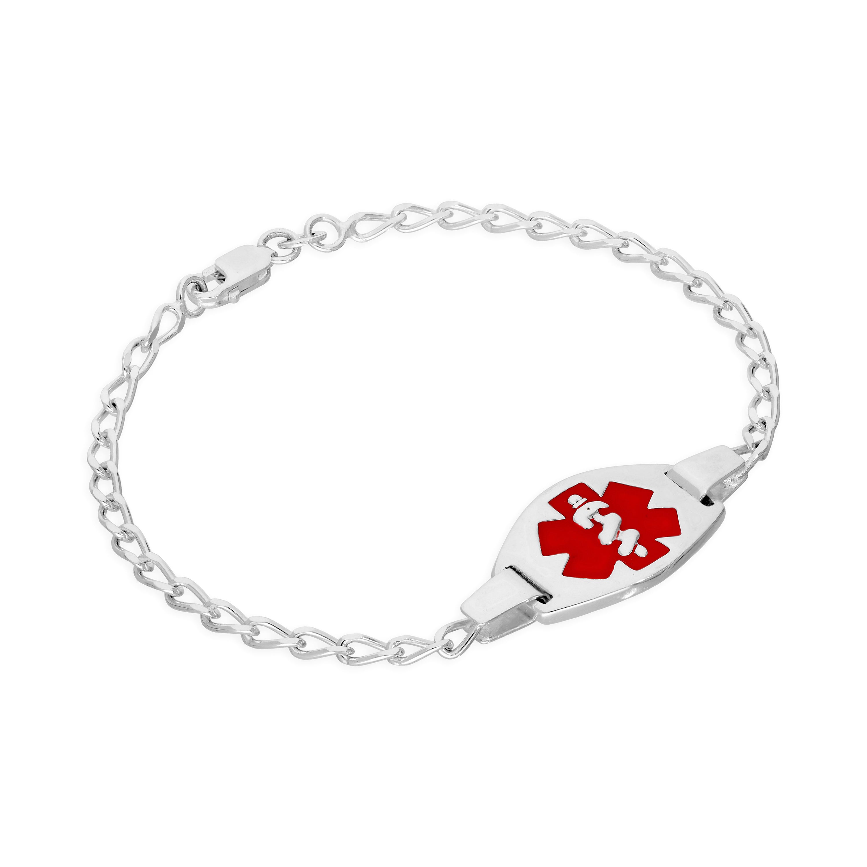 Sterling Silver Engravable Mens & Womens Medical Alert Bracelet 7 - 8 Inches