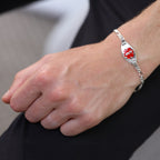 Sterling Silver Mens & Womens Medical Alert ID Bracelet with Large Oval Engravable Plate 7 - 8 Inches