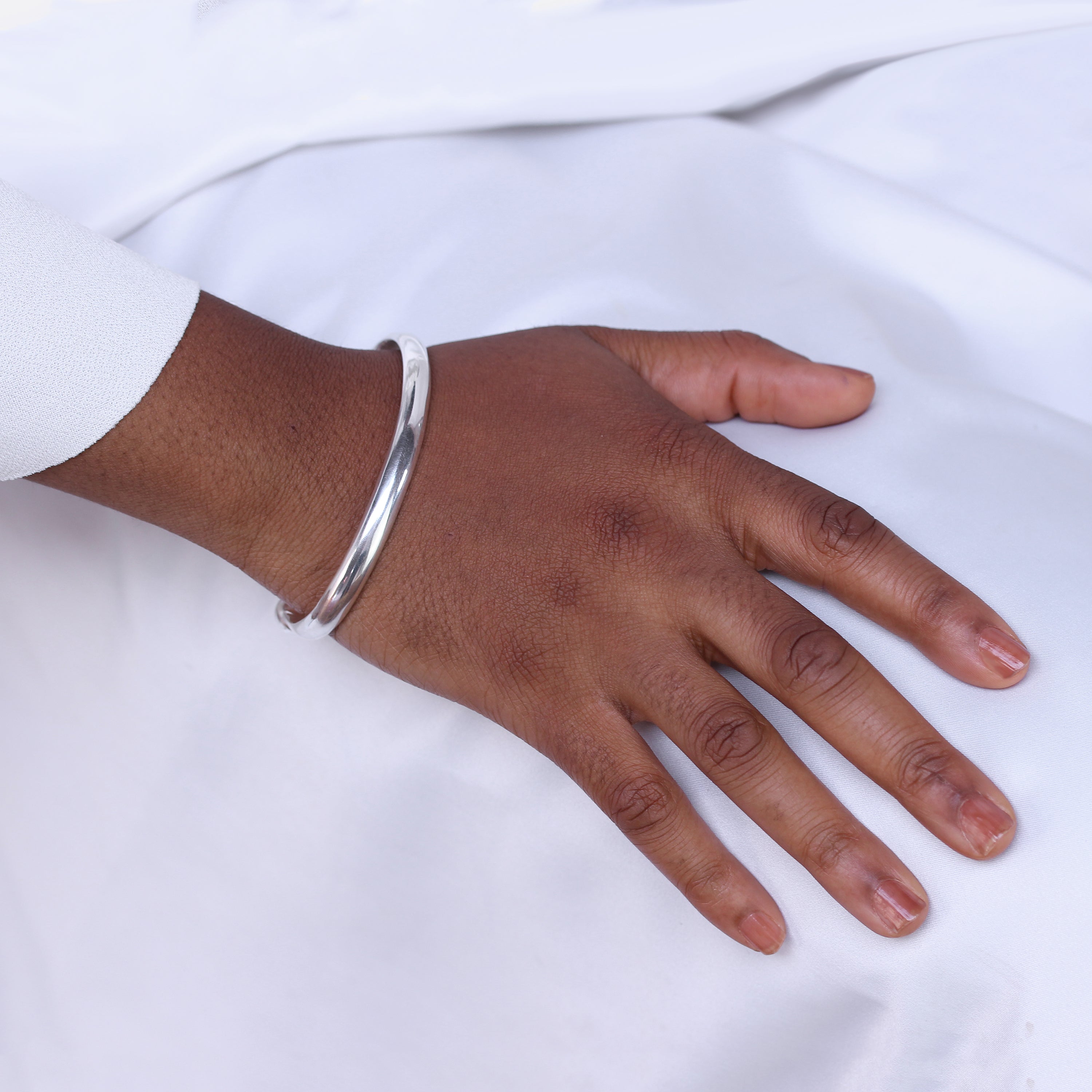 Sterling Silver Womens Thick Heavy 66mm Torque Bangle