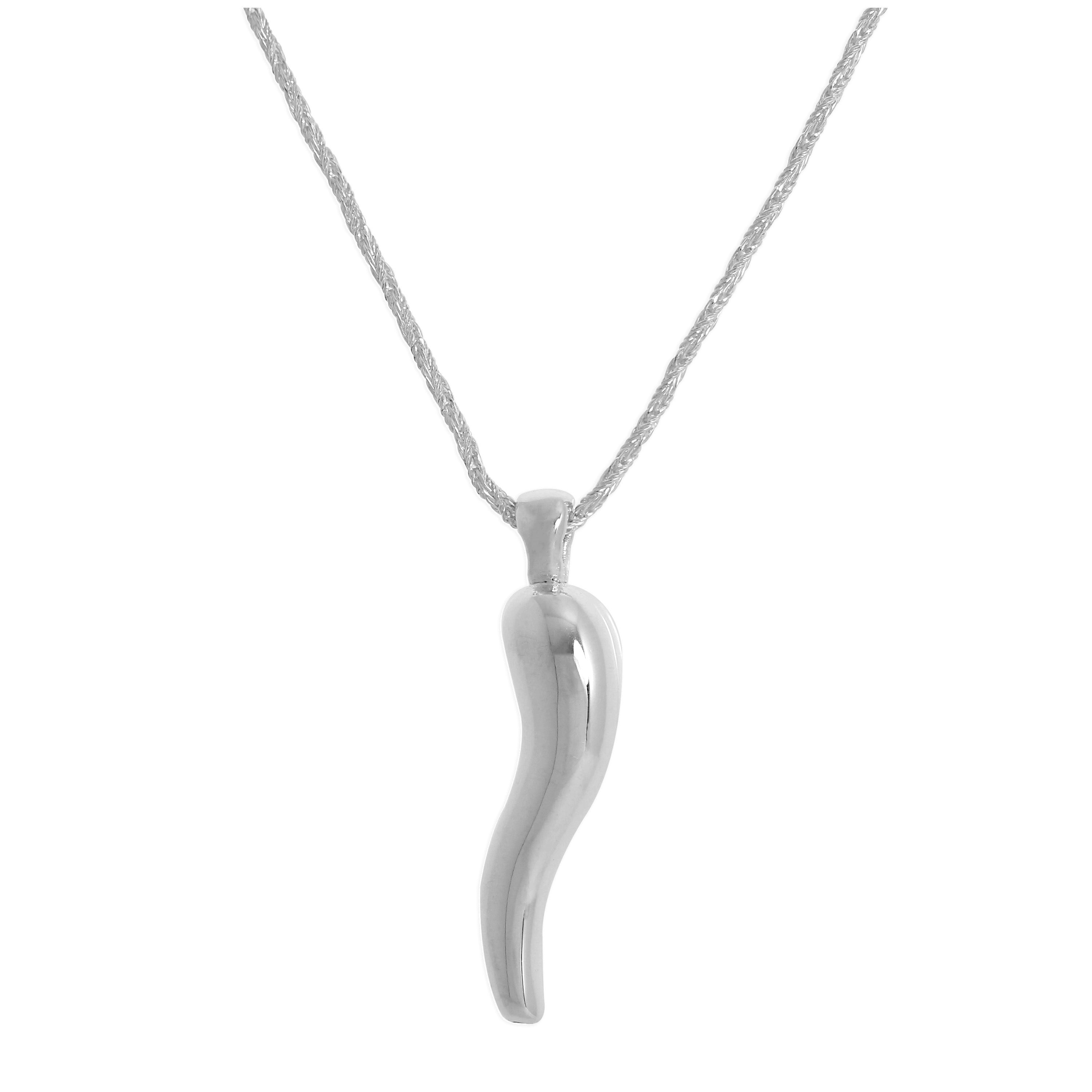 Large Sterling Silver Cornicello Necklace 16 - 24 Inches