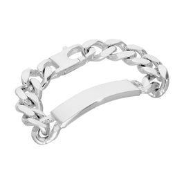 Sterling Silver Thick Heavy 15mm Curb Mens 8 Inch ID Bracelet