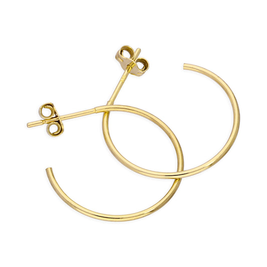 Gold Plated Sterling Silver Open 20mm Hoop Stud Earrings