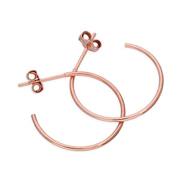 Rose Gold Plated Sterling Silver Open 20mm Hoop Stud Earrings