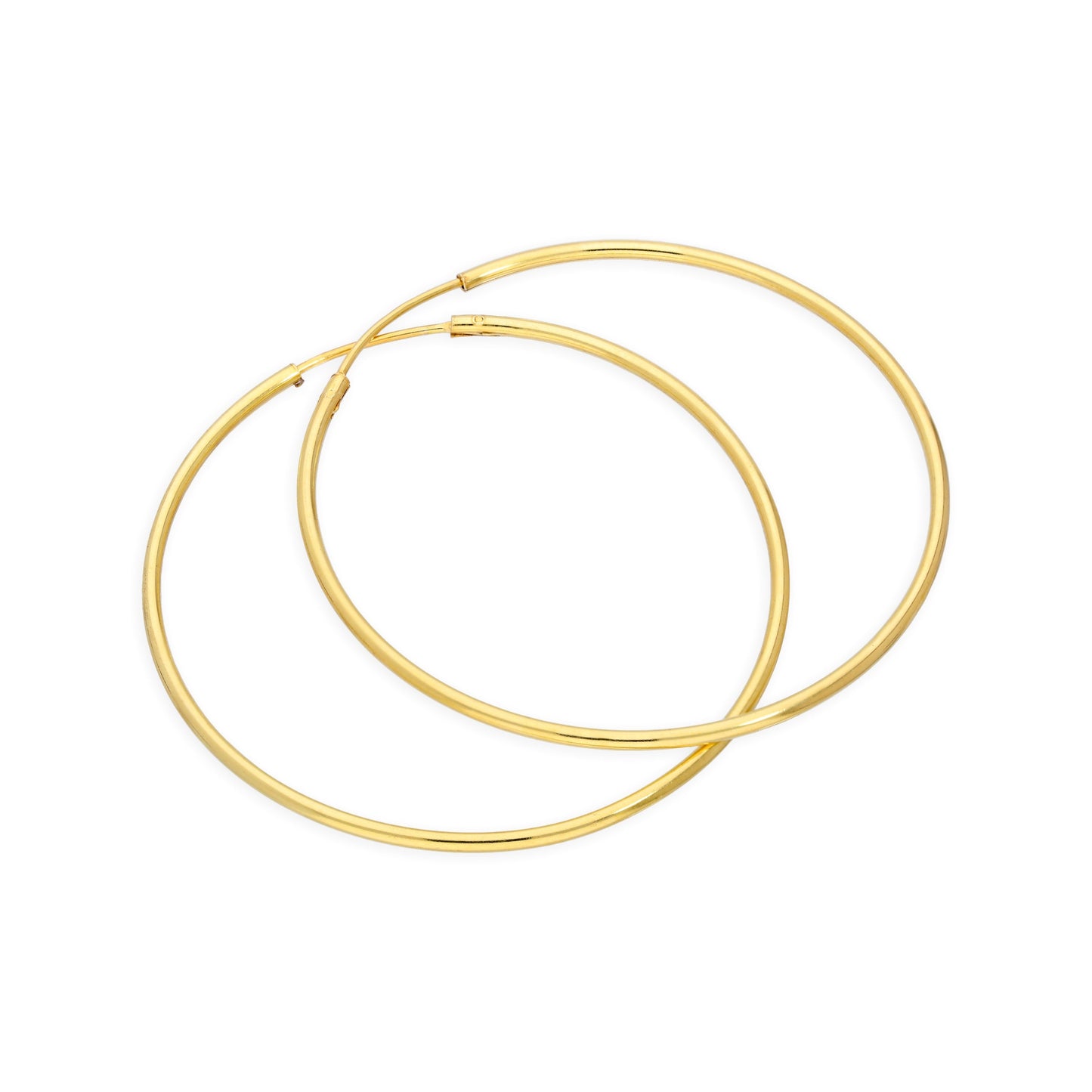 Gold Plated Sterling Silver Hoop Sleeper Earrings - 8mm - 35mm