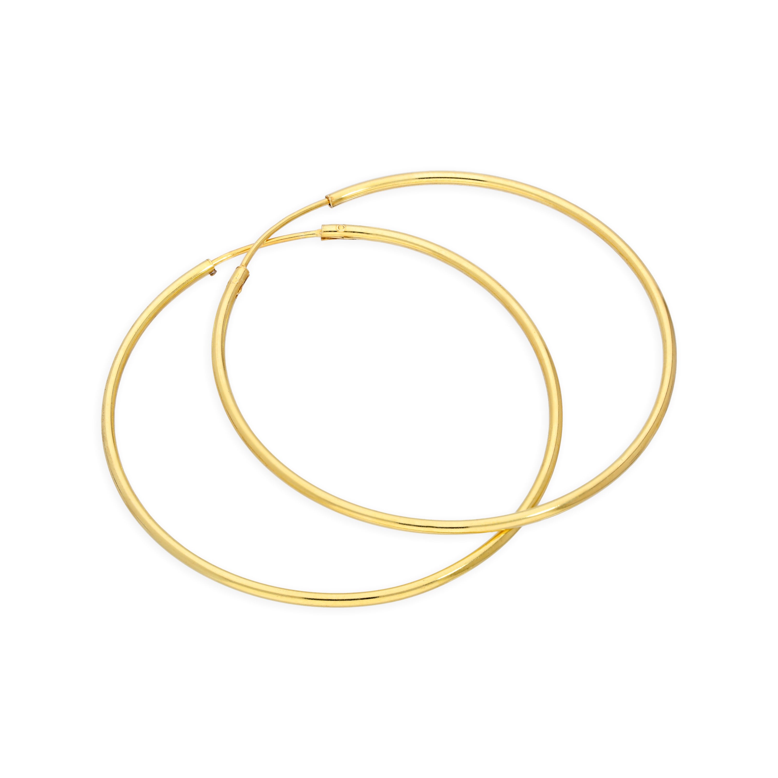 Gold Plated Sterling Silver Hoop Sleeper Earrings - 8mm - 35mm