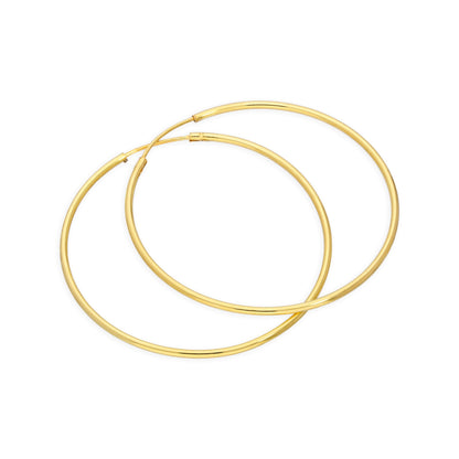 Gold Plated Sterling Silver Hoop Sleeper Earrings - 8mm - 35mm