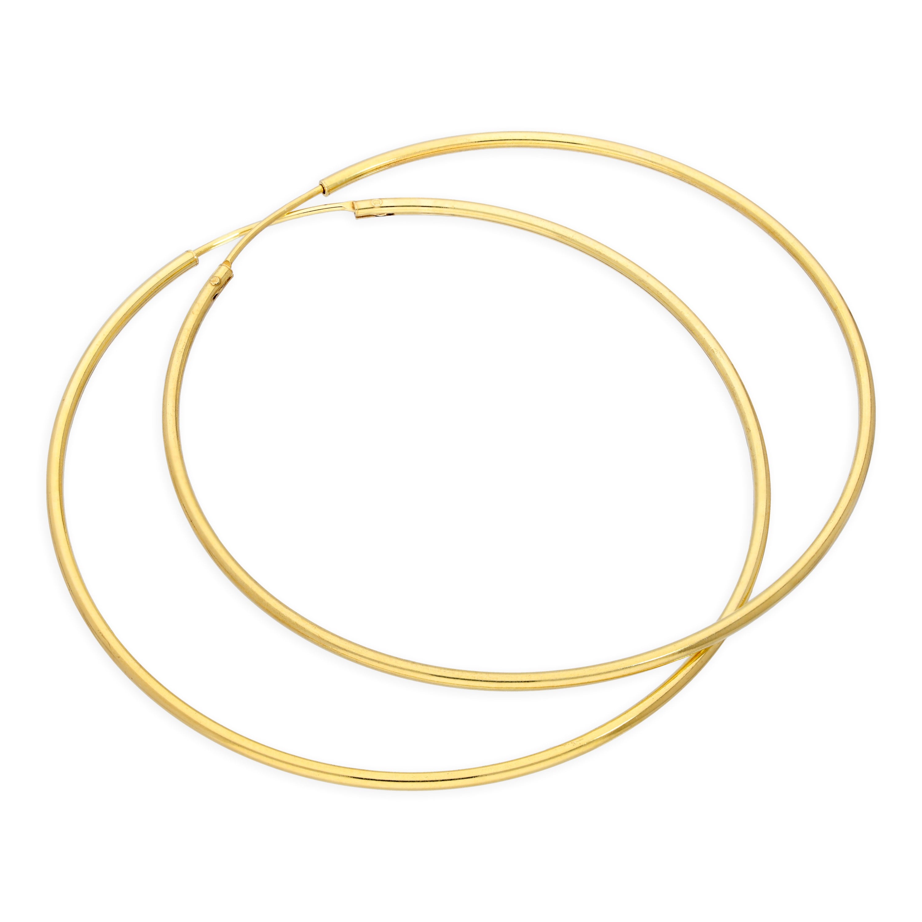 Gold Plated Sterling Silver Hoop Sleeper Earrings - 8mm - 35mm