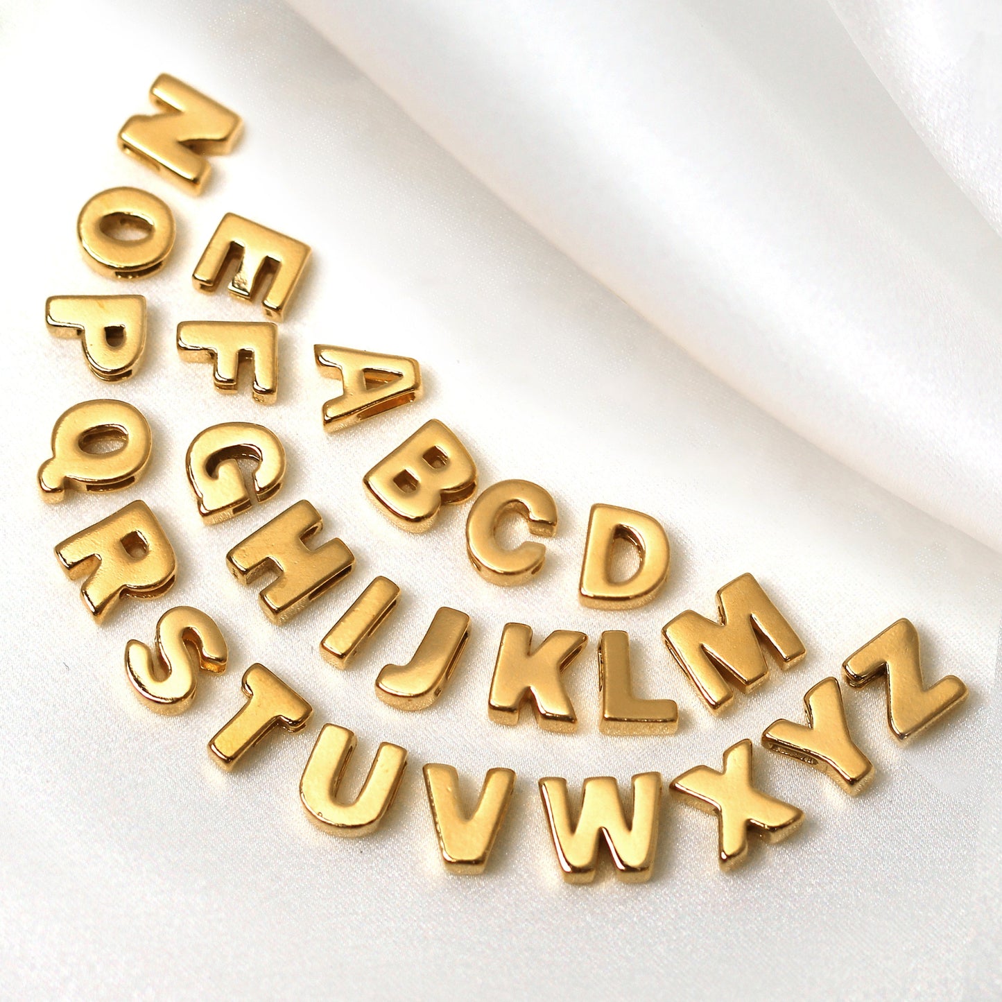 Gold Plated Sterling Silver Alphabet Letter Threader Bead Charm A - Z