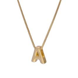 Gold Plated Sterling Silver Threader Letter A Bead Necklace 16 - 22 Inches